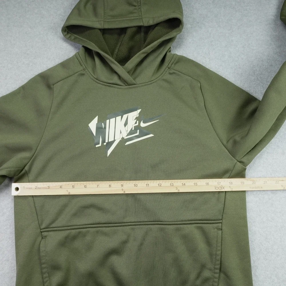 Nike Hoodie Boys XL Green Therma-FIT Pullover Active Graphic Fleece